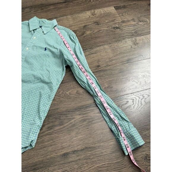 EUC Mens Ralph Lauren green blue plaid long sleeve button‎ up 100% cotton size S - Picture 8 of 8